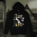 "to live is to die" studded zip up hoodie